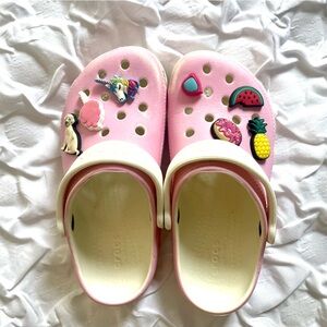 Little kid CROCS, sizes 12. With 7 charms including a unicorn.